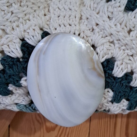 Hand Crafted Crochet Granny Square Three Triangle Cotton Bag Purse Tote - Picture 11 of 13